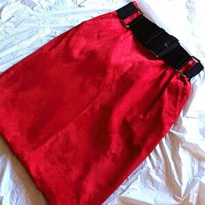 HOT STYLE!  RED SUMMER SUEDE SKIRT W/WIDE BELT,  12 M